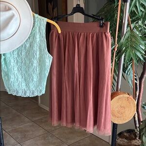 Express Dusty Rose Midi Skirt